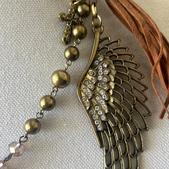 Skyward vintage long necklace or worn double strand, crystal, agate, faux pearls - Picture 3 of 10